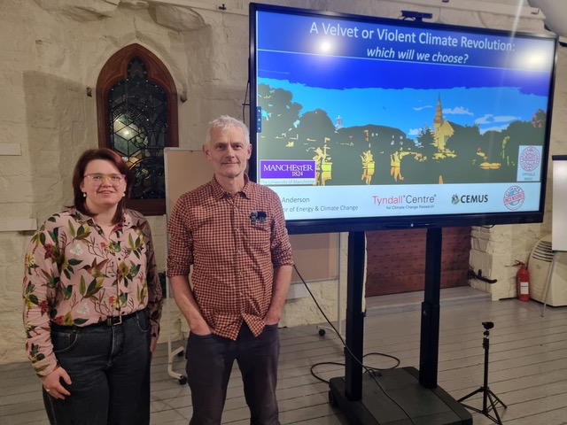 Councillor Emma Micklewright with Professor Kevin Anderson