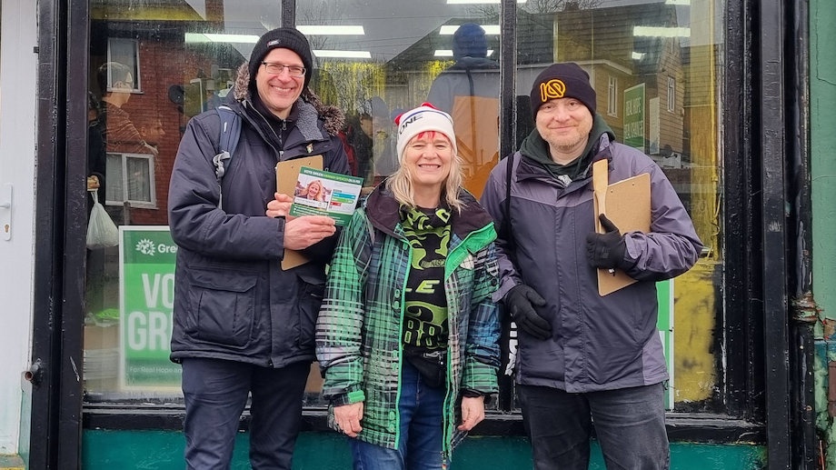 Green Party activists from Shrewsbury in Gorton and Denton