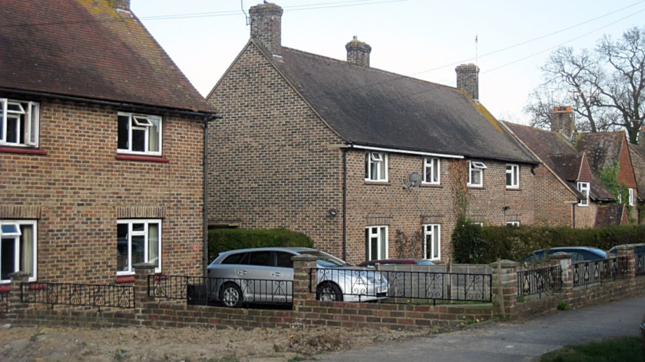 A small row of semi-detached of houses