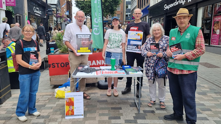 Green Party campaigners on Pride Hill on Saturday