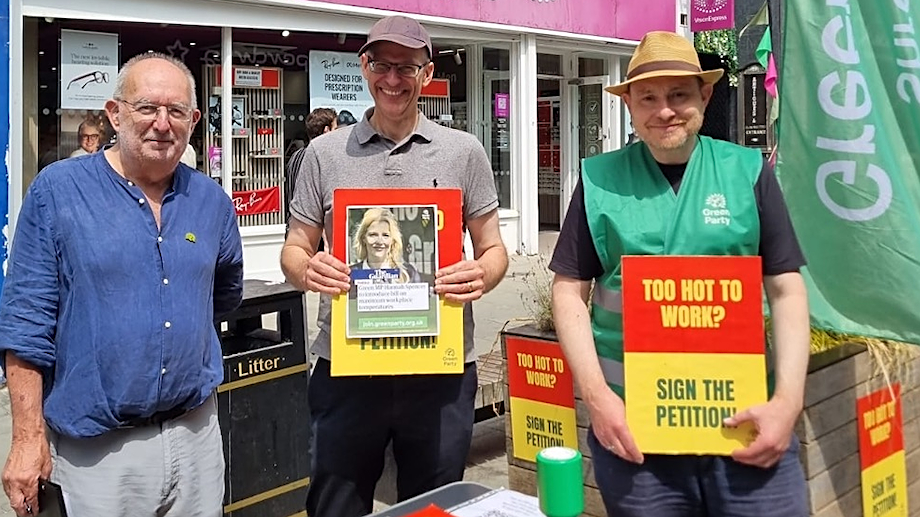 Green Party campaigners on Pride Hill on Saturday