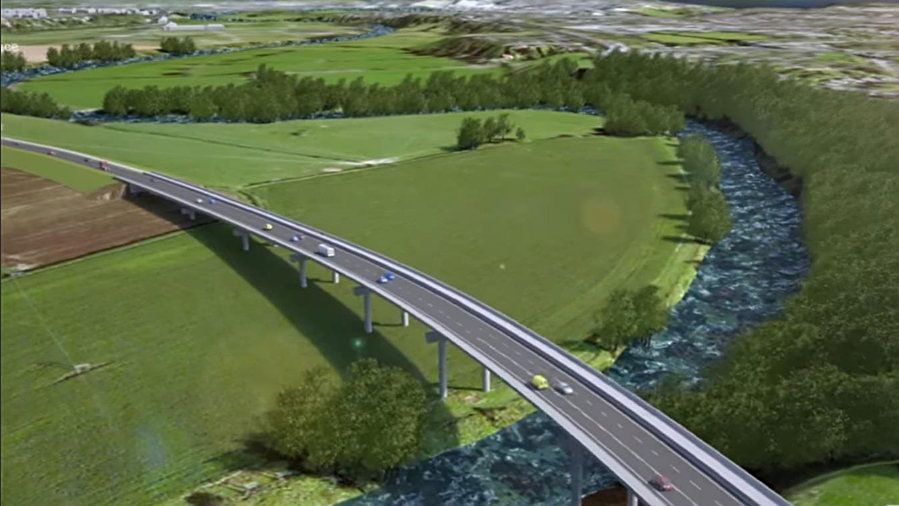 Artist's impression of the North West Road viaduct of the River Severn